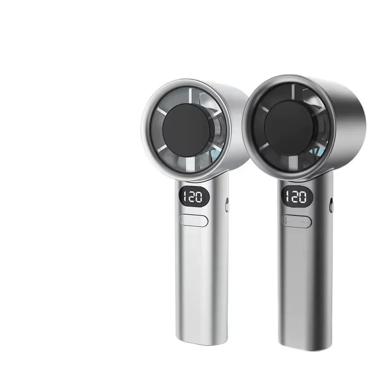 Mini Handheld Fan Mute Handheld Fan 4 Speeds Adjustment Air Calculating Fan with Power Display Portable Handheld Fan