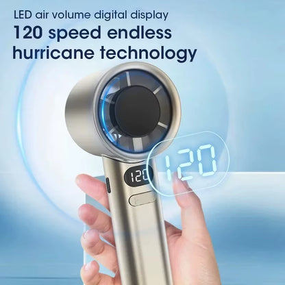 Mini Handheld Fan Mute Handheld Fan 4 Speeds Adjustment Air Calculating Fan with Power Display Portable Handheld Fan