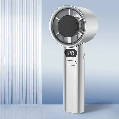 Mini Handheld Fan Mute Handheld Fan 4 Speeds Adjustment Air Calculating Fan with Power Display Portable Handheld Fan