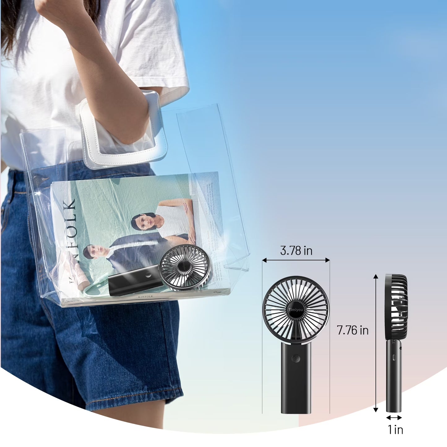 Portable Handheld Mini Fan, Neck Fan, 3000Mah Desk Fan, 180° Adjustable, 3 Speed Wind, USB Rechargeable Foldable Fan, Quiet Personal Fan with Power Bank - Black