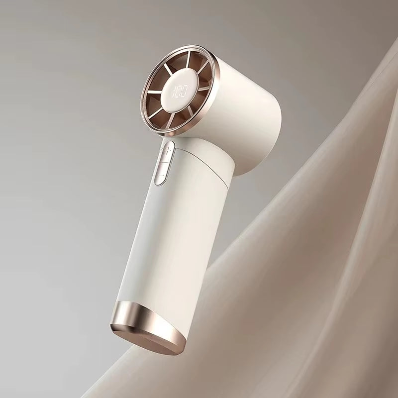 Mini Handheld Fan with Power Display Portable Air Calculating Fan Personal Highspeed Fan Rechargeable Mute Handheld Fan