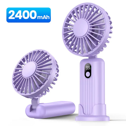 Portable Mini Fan,2400Mah USB Rechargeable Hand Neck Fan 3In1 Personal Electric Fan Standing Fans for Room Camping Foldable