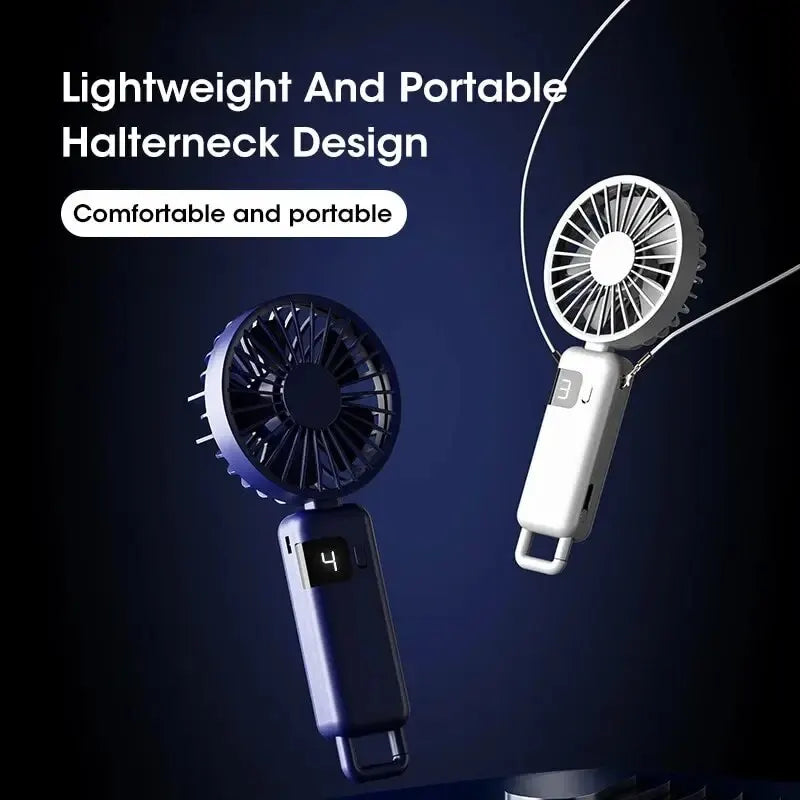 Portable Handheld Fan, USB Fan, Battery Operated Fan with Base, Digital Display, 90° Ajustable, Rechargeable Mini Fan