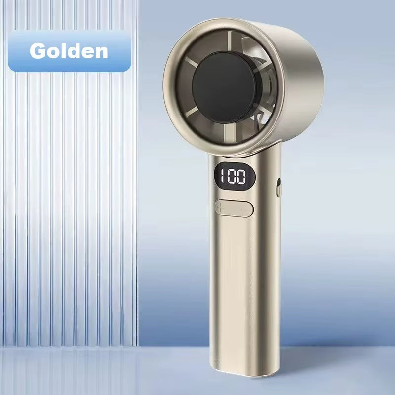 Mini Handheld Fan Mute Handheld Fan 4 Speeds Adjustment Air Calculating Fan with Power Display Portable Handheld Fan