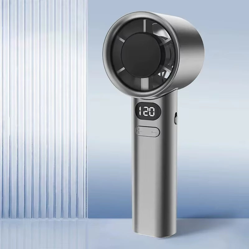 Mini Handheld Fan Mute Handheld Fan 4 Speeds Adjustment Air Calculating Fan with Power Display Portable Handheld Fan