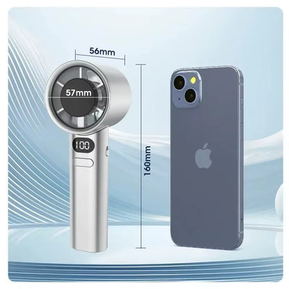 Mini Handheld Fan Mute Handheld Fan 4 Speeds Adjustment Air Calculating Fan with Power Display Portable Handheld Fan