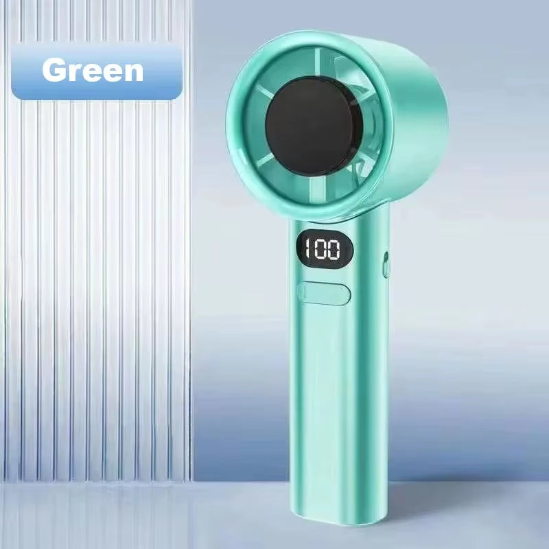 Mini Handheld Fan Mute Handheld Fan 4 Speeds Adjustment Air Calculating Fan with Power Display Portable Handheld Fan