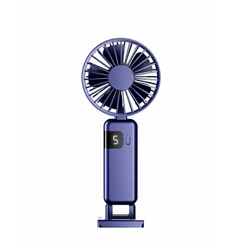 Portable Handheld Fan, USB Fan, Battery Operated Fan with Base, Digital Display, 90° Ajustable, Rechargeable Mini Fan