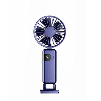 Portable Handheld Fan, USB Fan, Battery Operated Fan with Base, Digital Display, 90° Ajustable, Rechargeable Mini Fan
