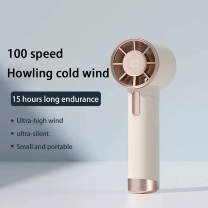 Mini Handheld Fan with Power Display Portable Air Calculating Fan Personal Highspeed Fan Rechargeable Mute Handheld Fan